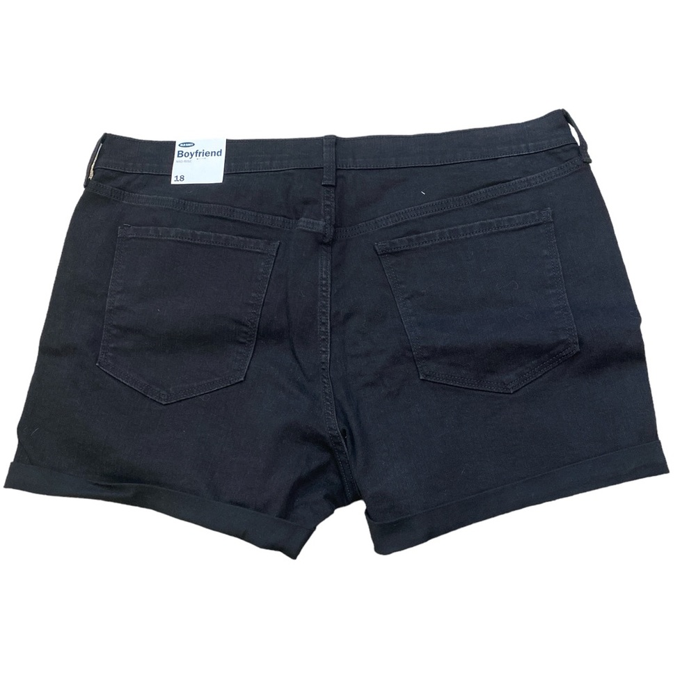 Everyday Casual Womens Old navy black mid rise boyfriend rolled hem denim shorts - Picture 2 of 3